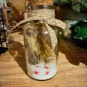 Craft Holiday Jar with Gold and Red Details